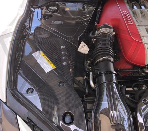 Ferrari 812 Superfast carbon fiber engine bay covers with OEM Stickers